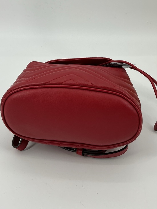 Gucci GG Marmont Mini Backpack Red Matelassé Leather Antique Gold Auth COA main image 15